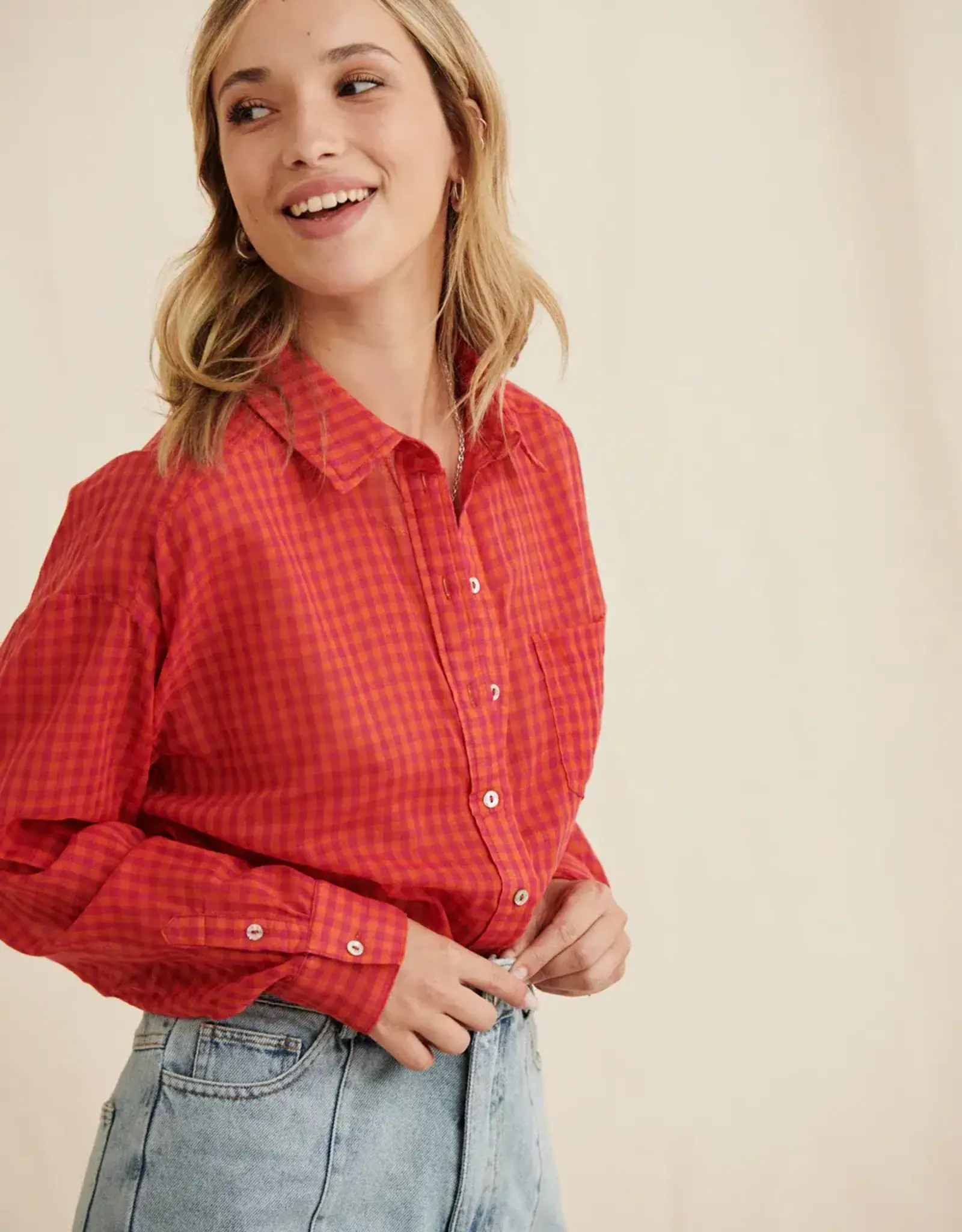 Laure+Max Blouse 'Camilla' - Vichy Magenta - Laure+Max