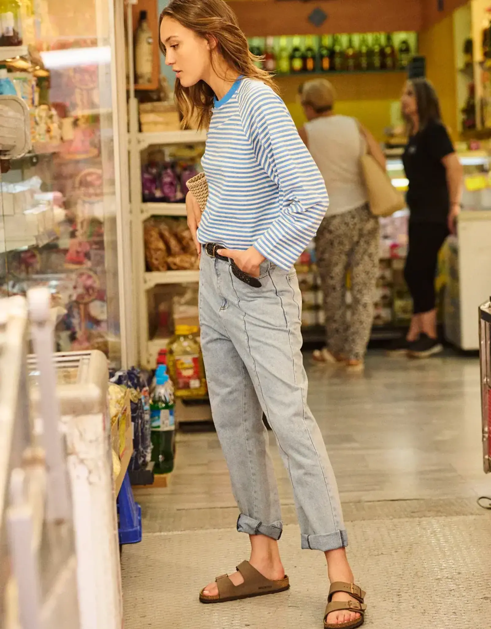 Laure+Max T-Shirt lange Mouw 'Tao' - Rayures Peinte Bleue  - Laure+Max