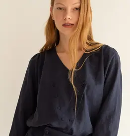 The Tiny Big Sister Blouse 'V-Neck' - Navy  - The Tiny Big Sister