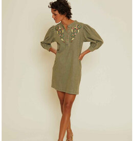 Orfeo - LMK Jurk Broderie 'Darla' - Khaki - Orfeo