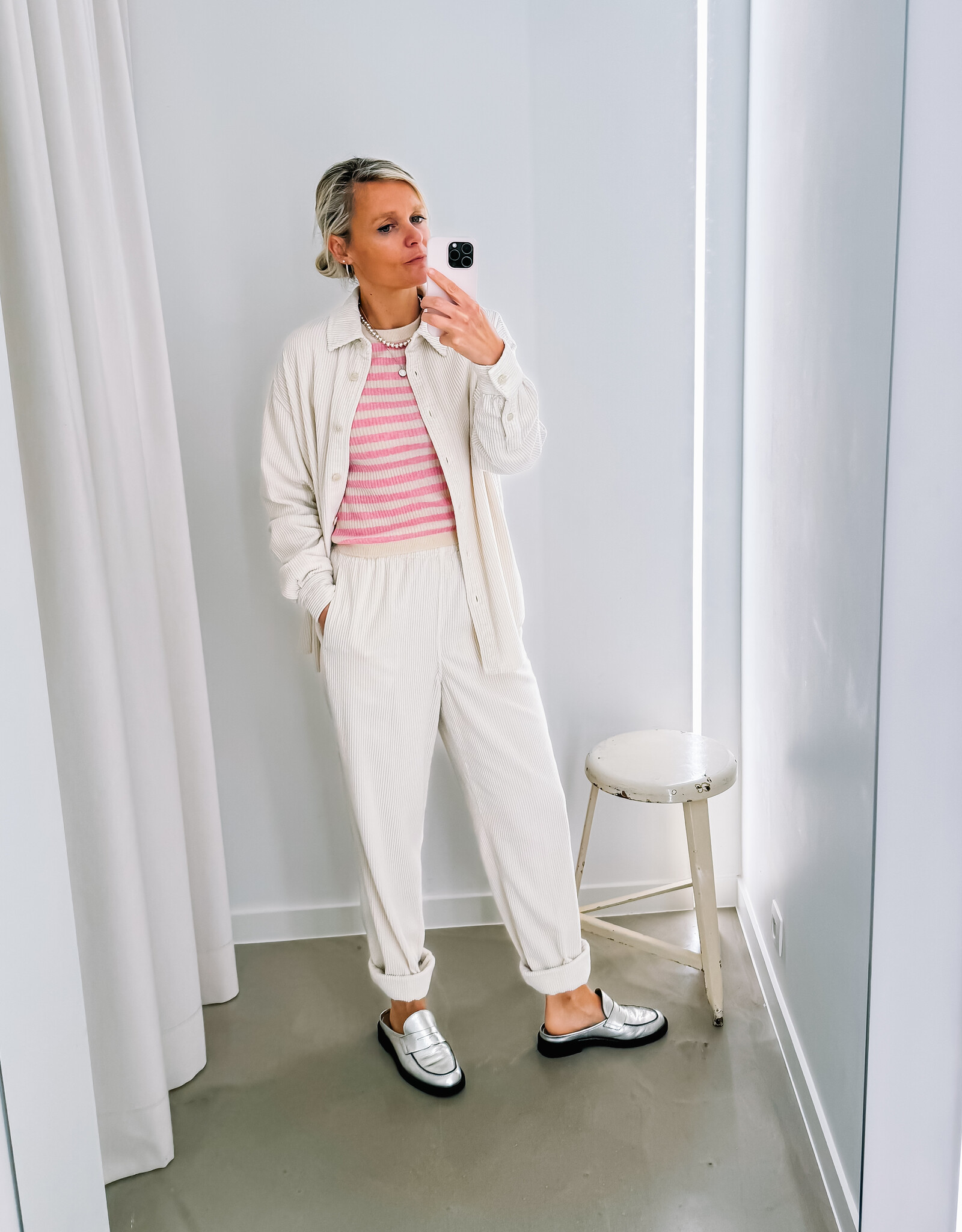 American Vintage Broek 'Padow' - Ecru Vintage - Pado137 - American Vintage