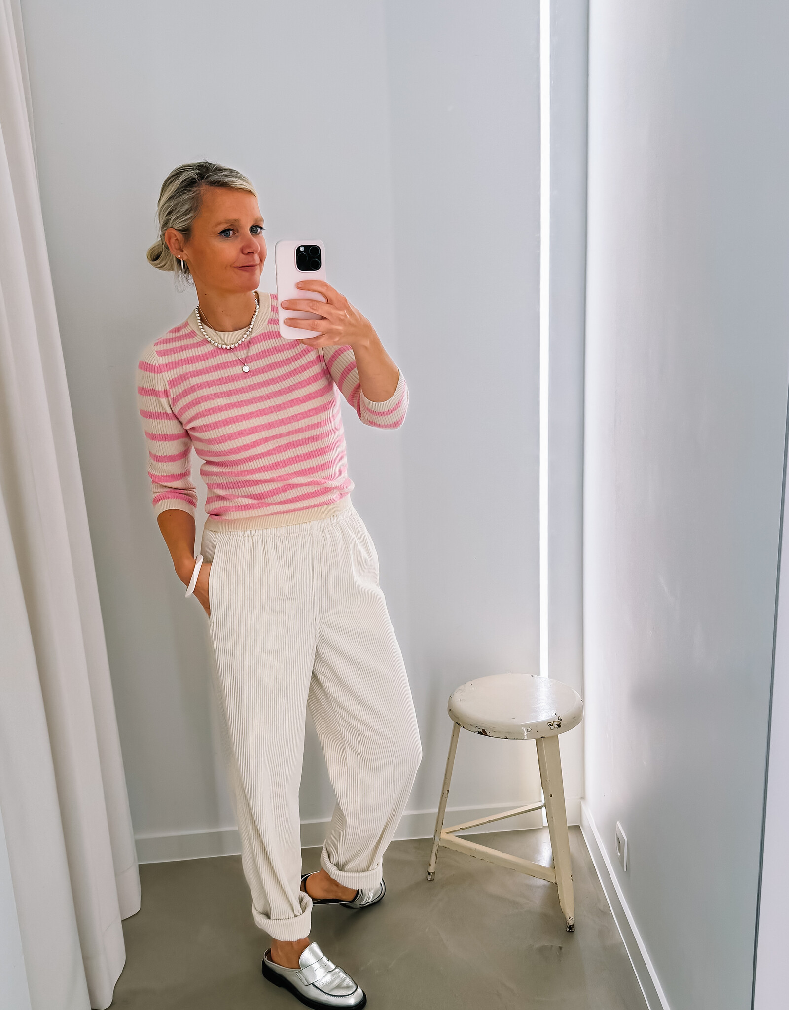 American Vintage Broek 'Padow' - Ecru Vintage - Pado137 - American Vintage