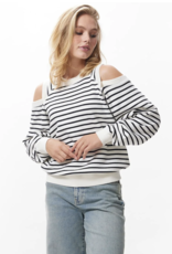 Catwalk Junkie Sweater  'Striped With Cut Out' - Black - Catwalk Junkie