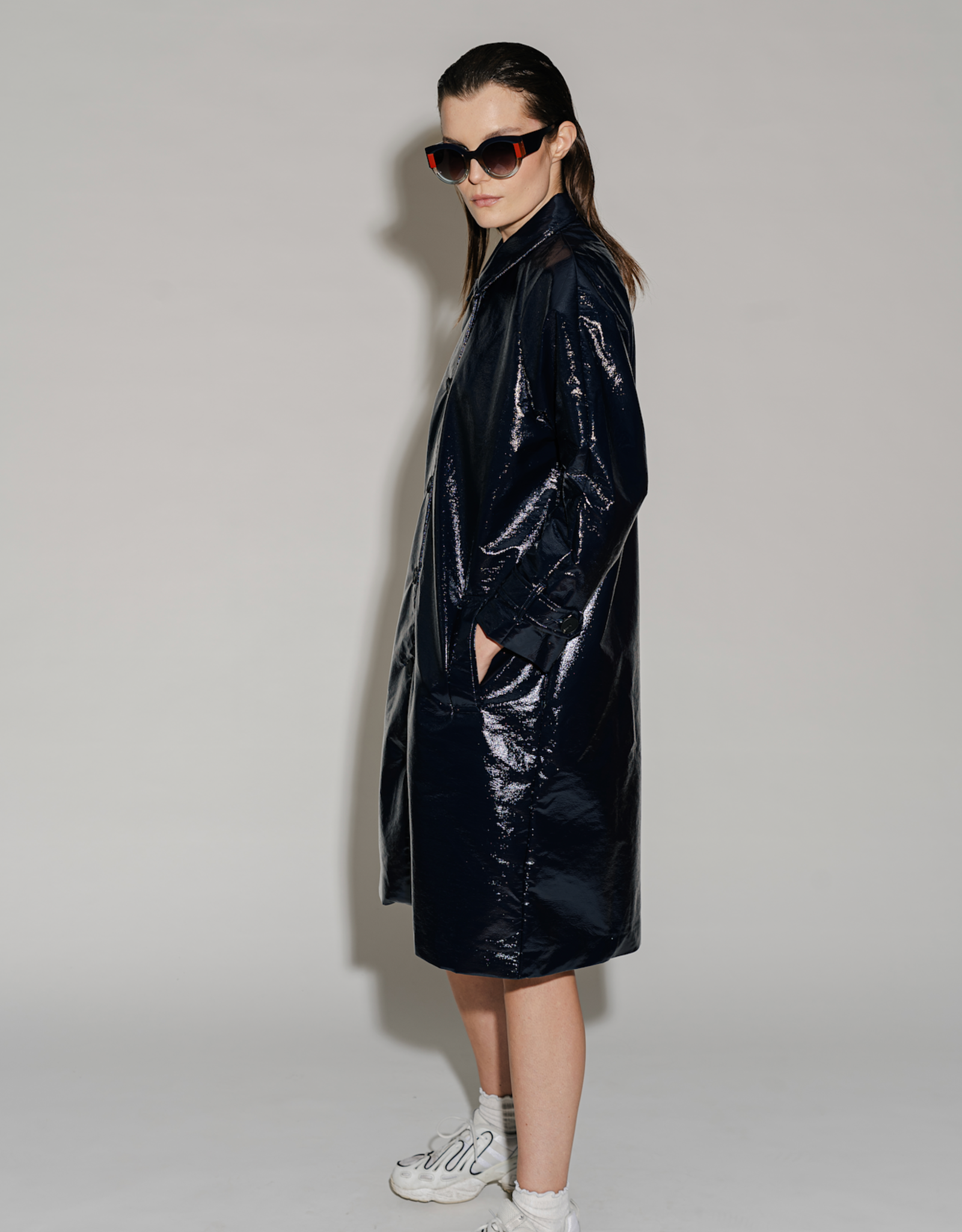 Mon Frac Regenjas Midi Craquelé 'Nuage' - Navy - Mon Frac