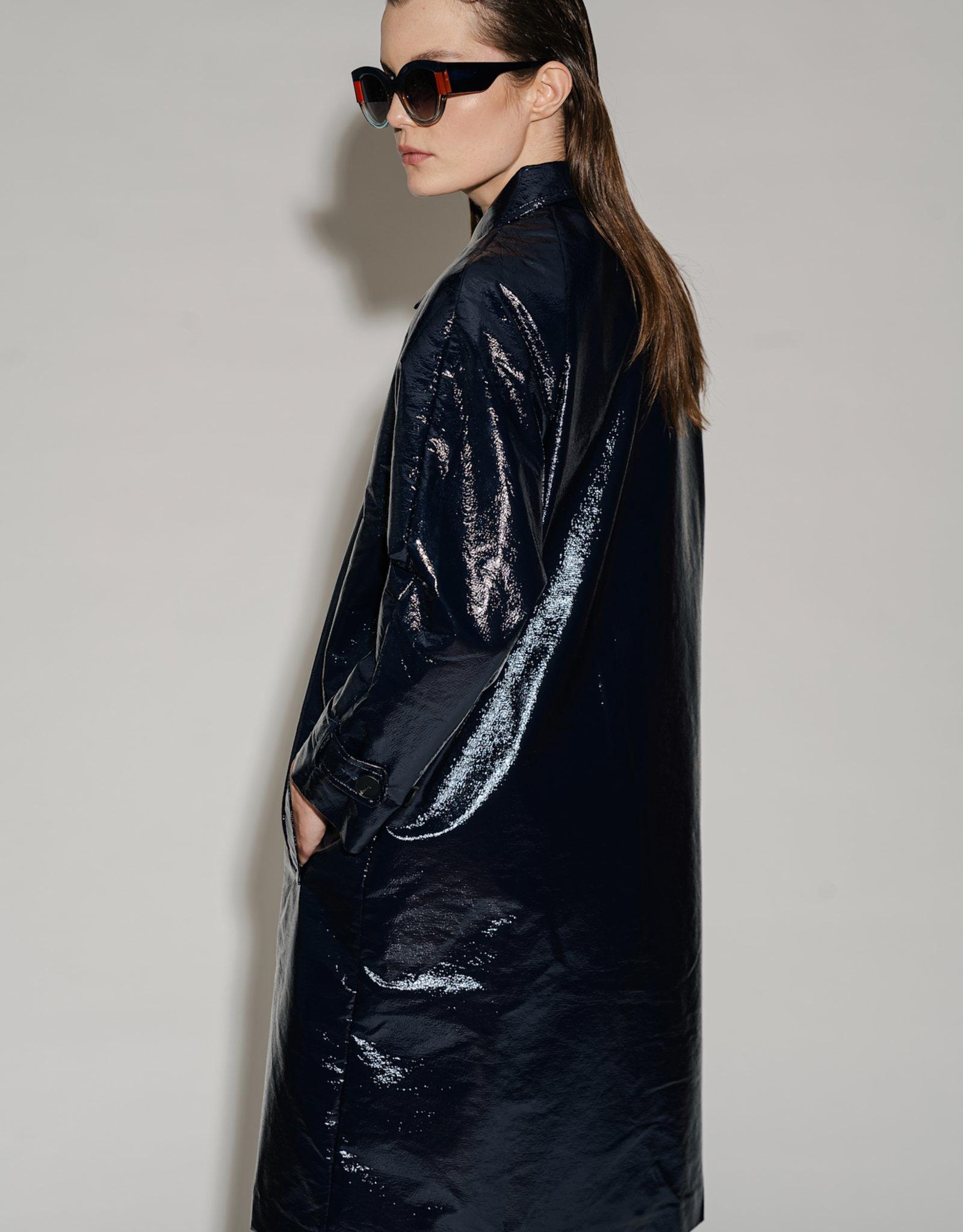 Mon Frac Regenjas Midi Craquelé 'Nuage' - Navy - Mon Frac