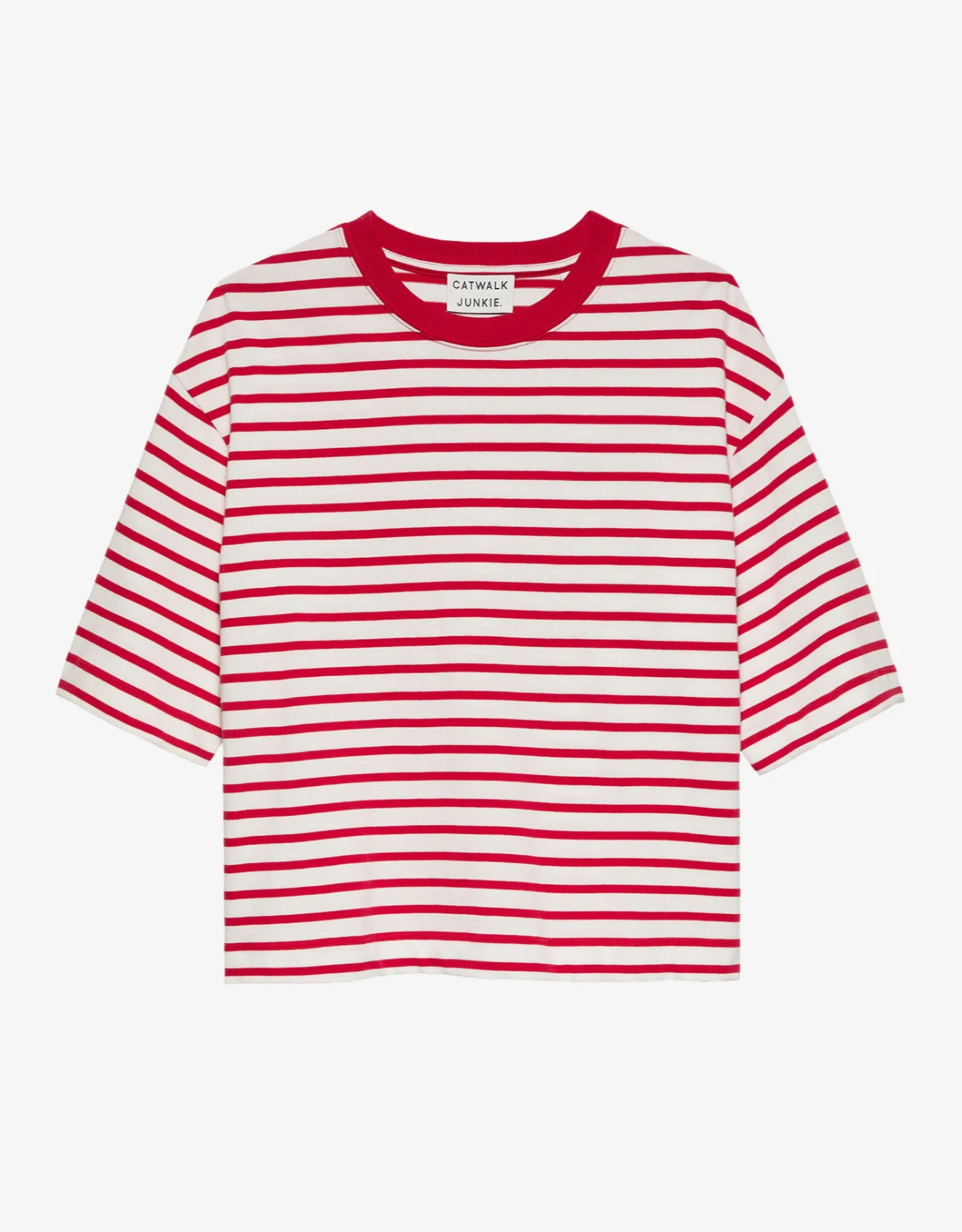 Catwalk Junkie T-Shirt Loose Fit 'Striped' - Toreador  - Catwalk Junkie