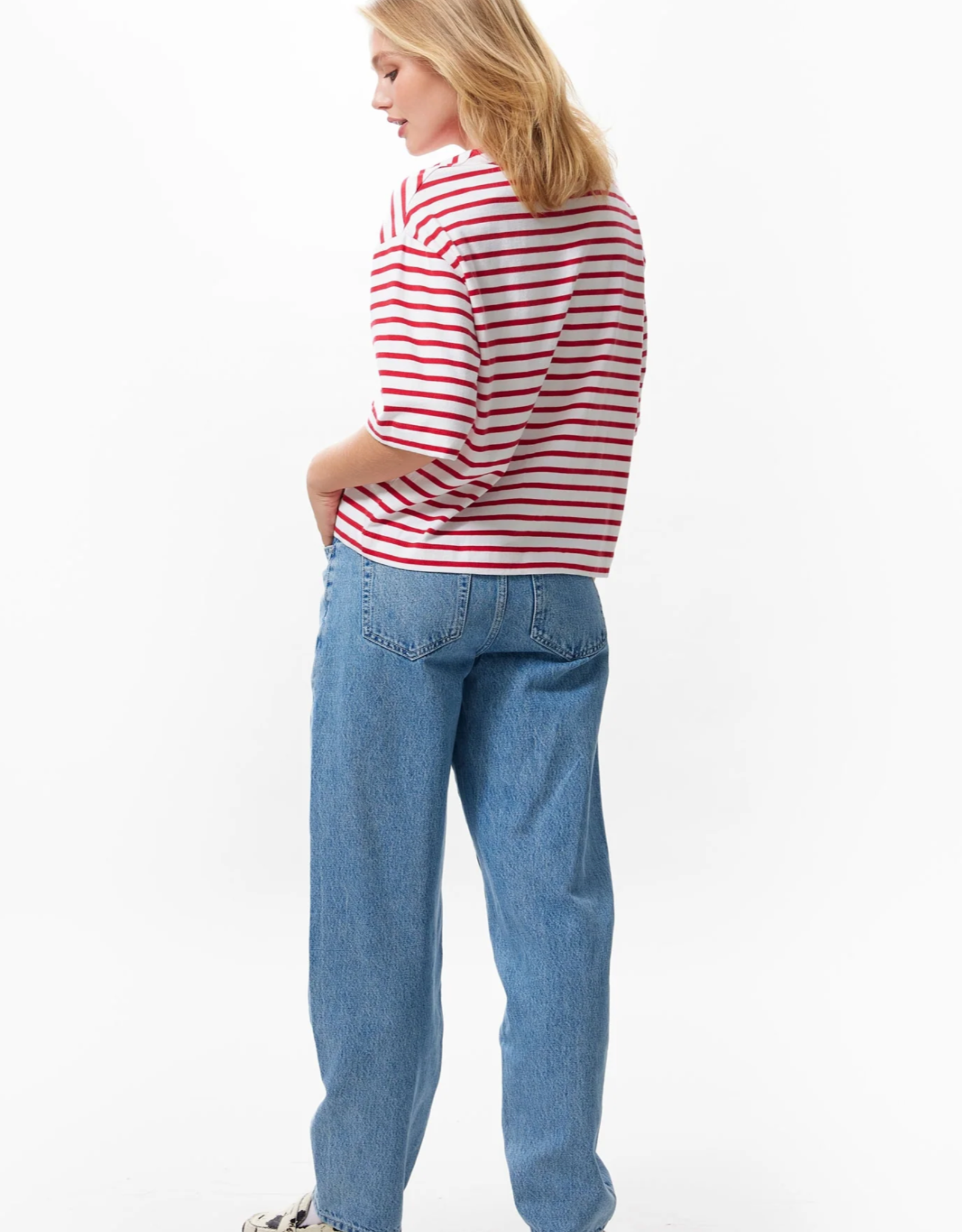 Catwalk Junkie T-Shirt Loose Fit 'Striped' - Toreador  - Catwalk Junkie