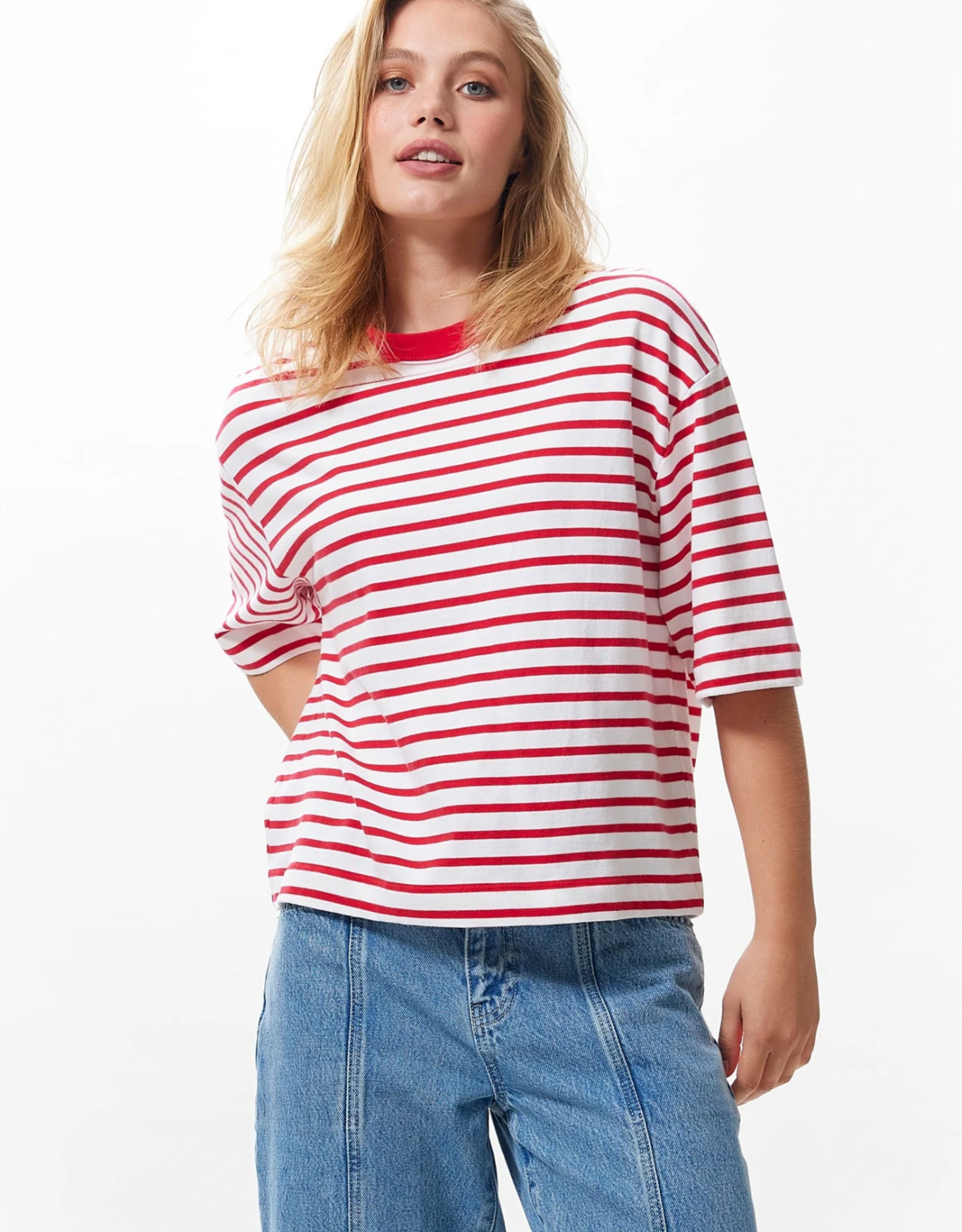 Catwalk Junkie T-Shirt Loose Fit 'Striped' - Toreador  - Catwalk Junkie
