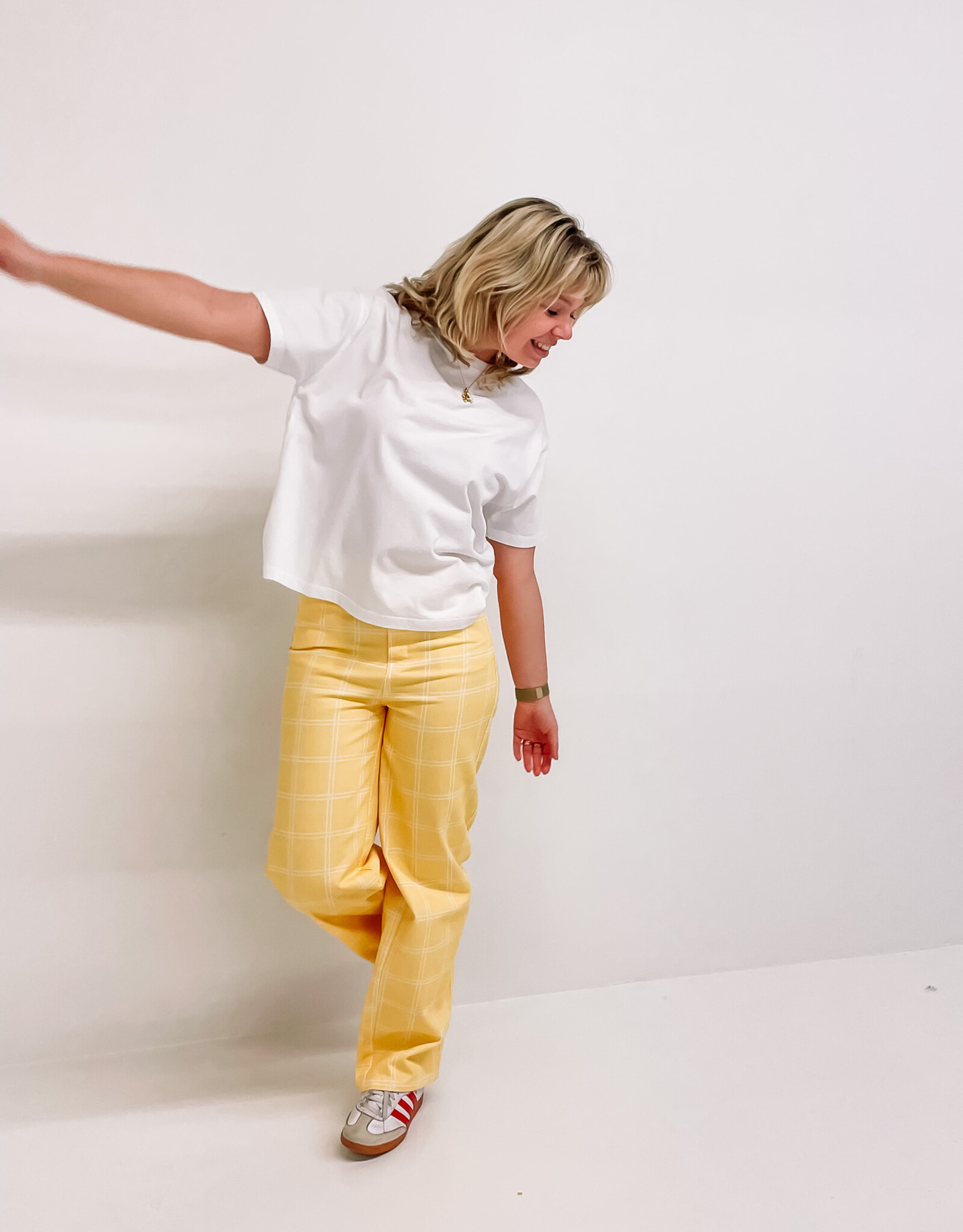 The Tiny Big Sister Broek Check 'Berta' - Mellow Yellow - The Tiny Big Sister