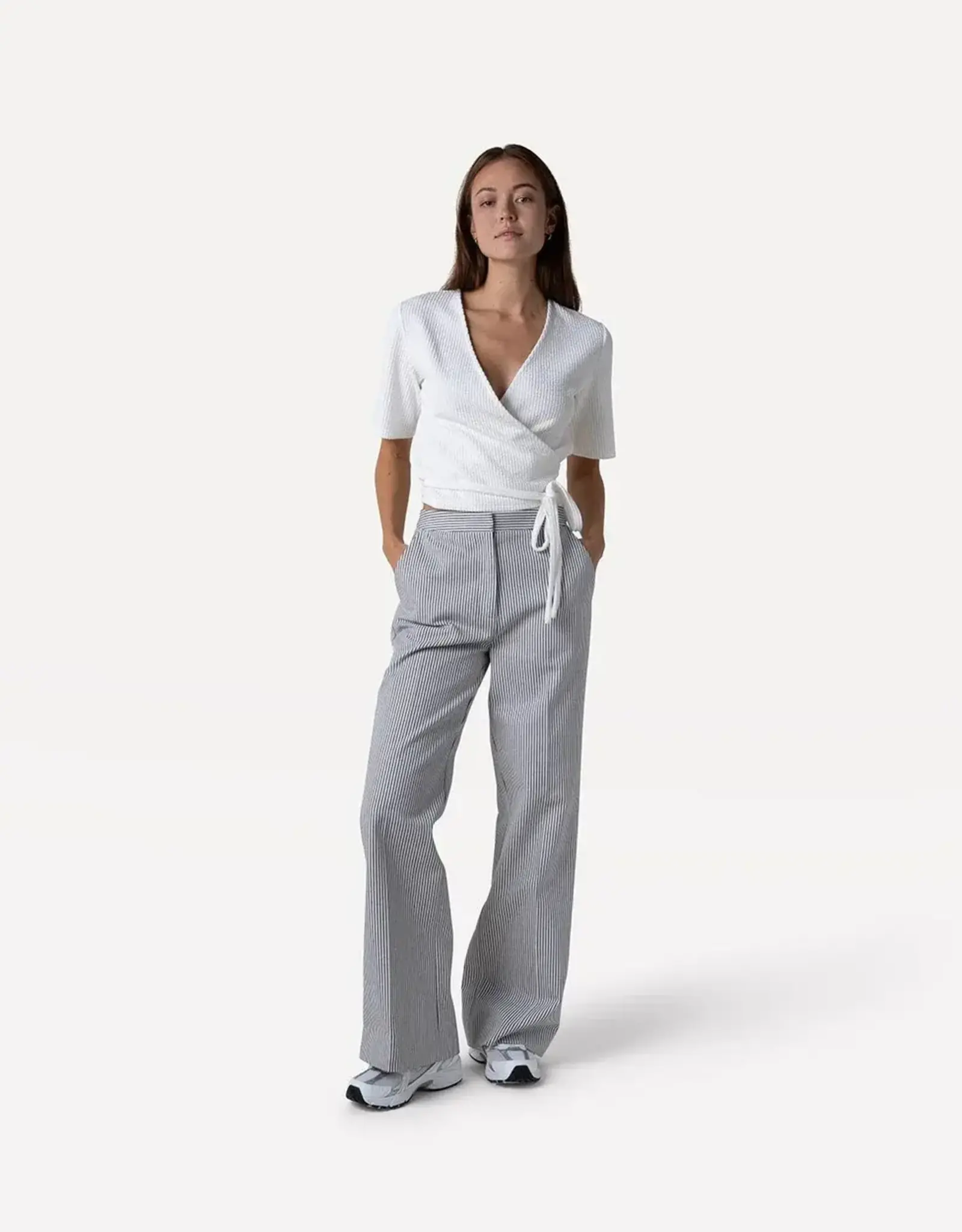 Another Label Broek Stripe 'Moore'' - White Navy Stripe  - Another Label