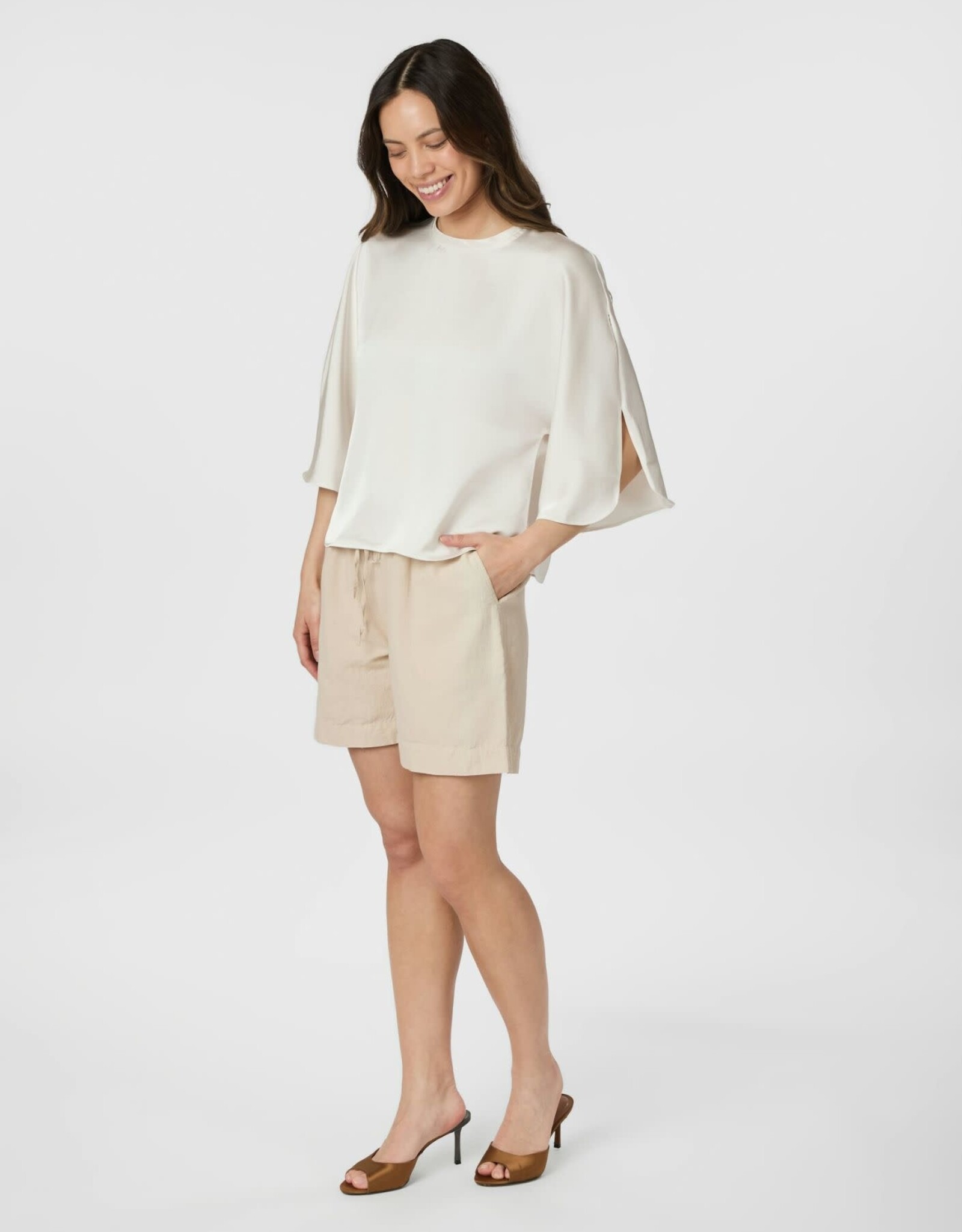 Blouse Heavy Sateen 'Liora' - Pearl - Neo Noir