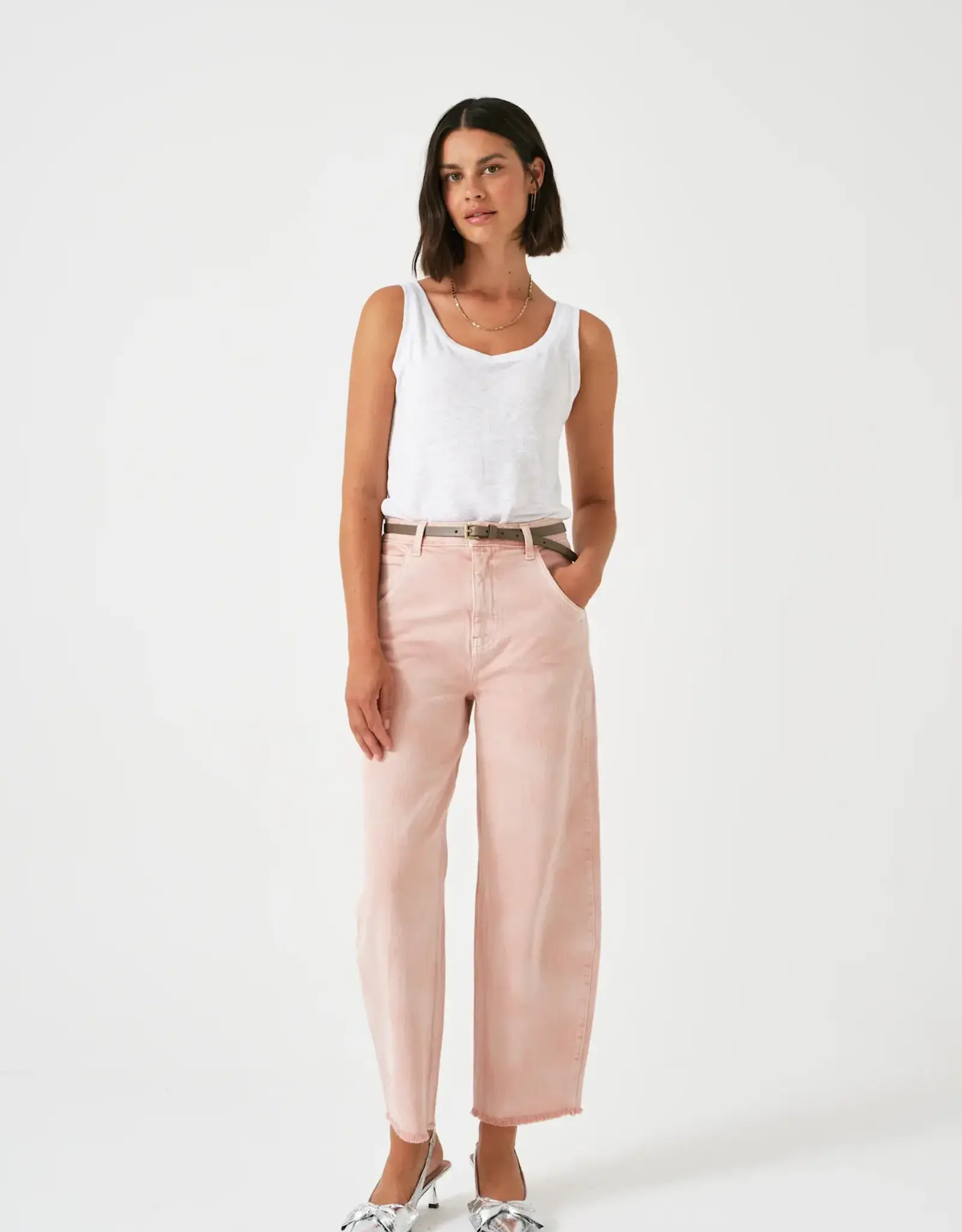 Seventy +Mochi Jeans High Rise Barrel 'Bo' - Cloud Peony Pink - Seventy + Mochi