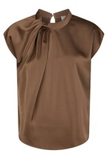Blouse Satin 'Fleur Drapy' - Dusty Brown - Neo Noir
