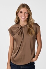 Blouse Satin 'Fleur Drapy' - Dusty Brown - Neo Noir