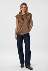 Blouse Satin 'Fleur Drapy' - Dusty Brown - Neo Noir
