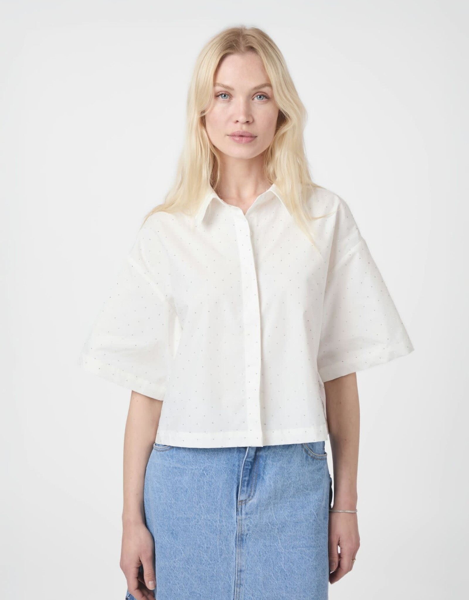Blouse Poplin Stone 'Jasie' - White - Neo Noir