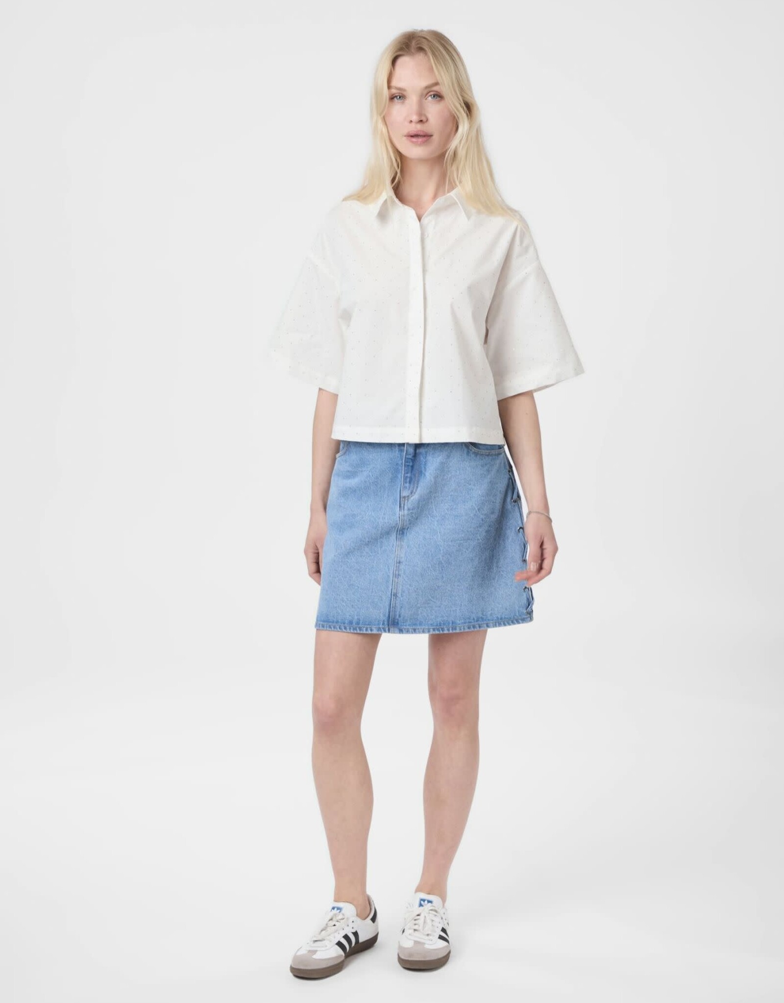 Blouse Poplin Stone 'Jasie' - White - Neo Noir