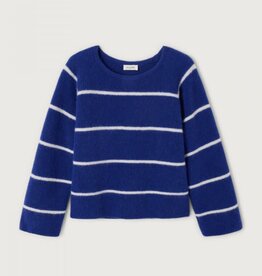 American Vintage Pull  'Vitow' - Bleu Royal Rayures Blanches - Vito18J - American Vintage