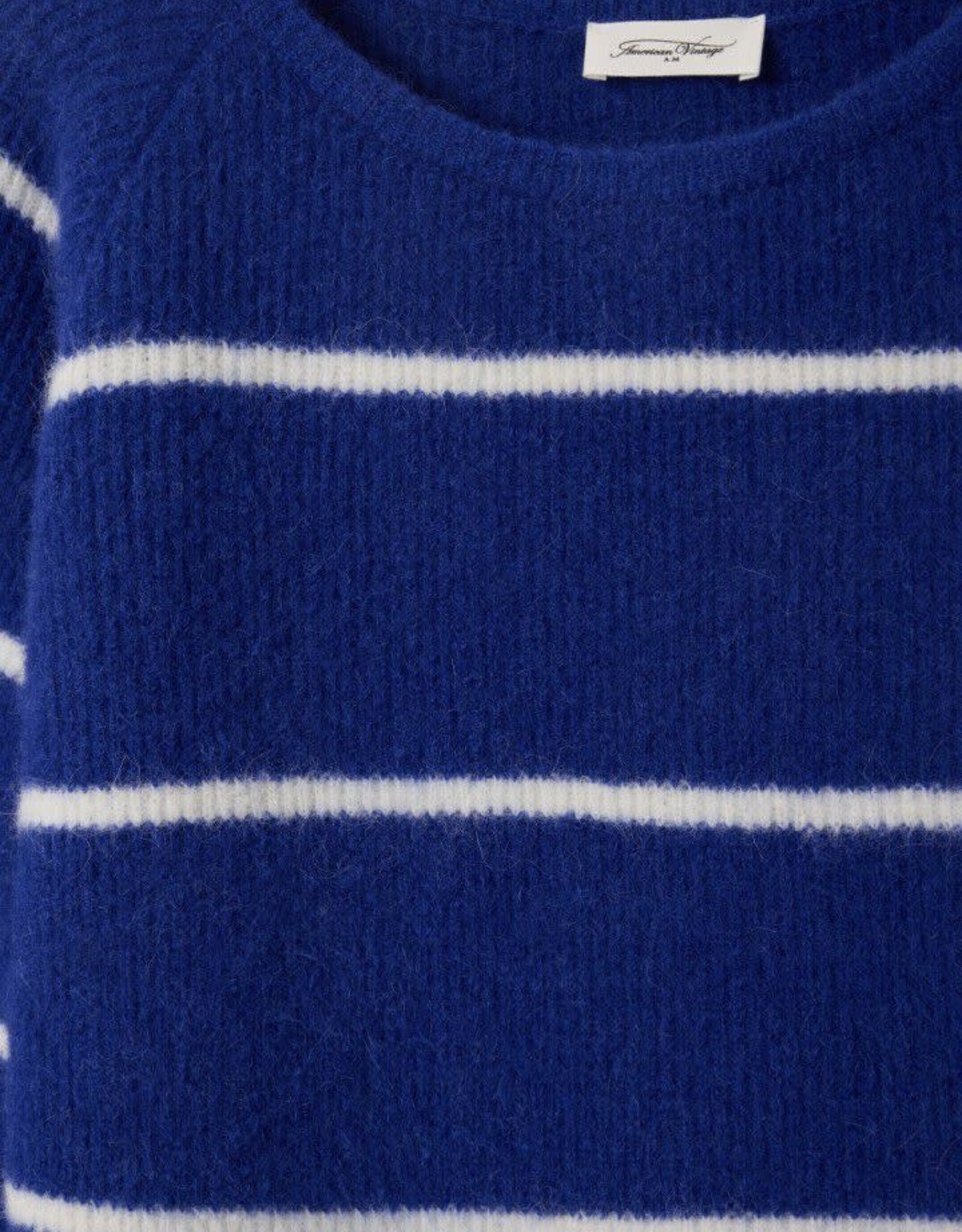 American Vintage Pull  'Vitow' - Bleu Royal Rayures Blanches - Vito18J - American Vintage