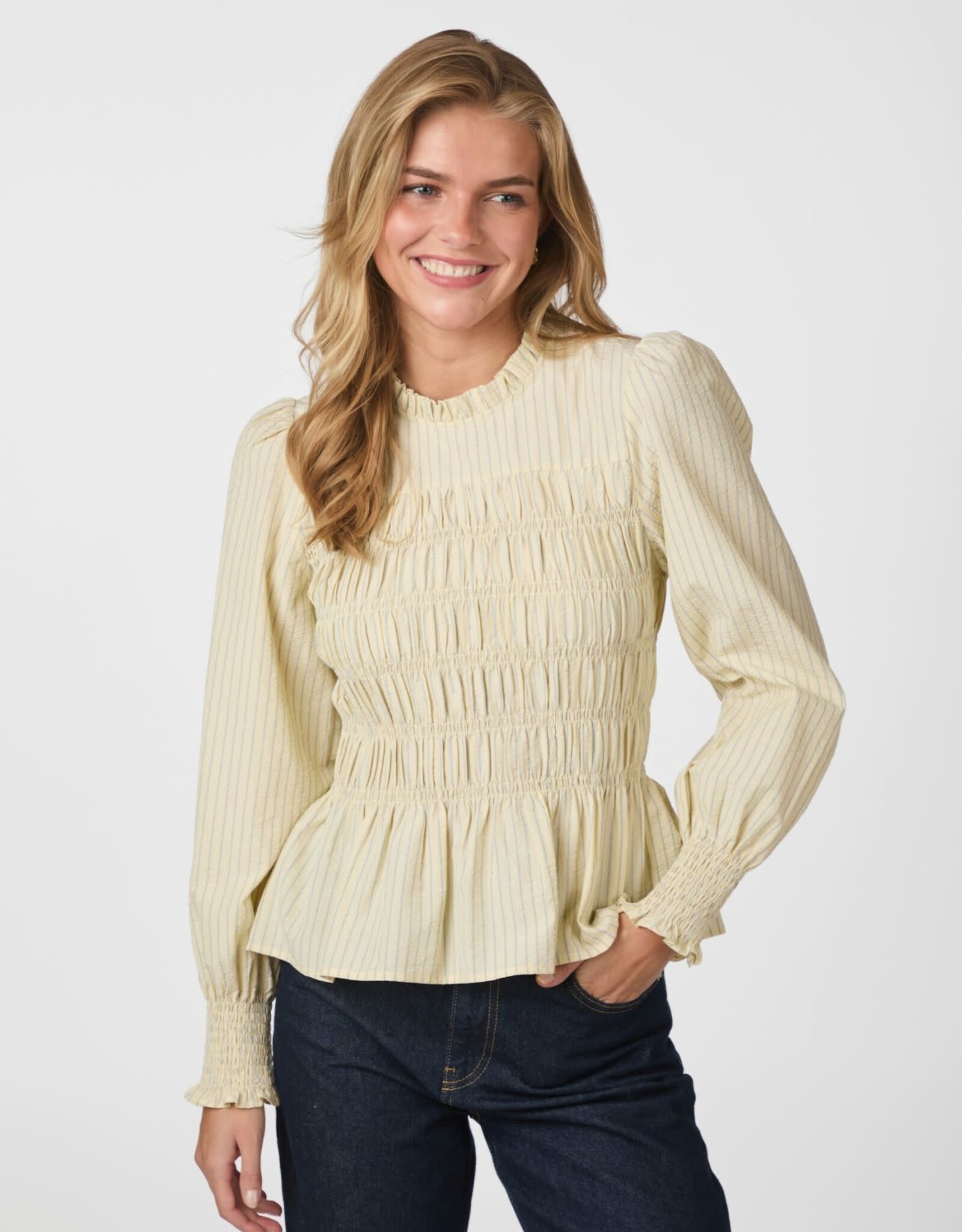 Blouse Stripe Crepe 'Possa' - Light Yellow - Neo Noir
