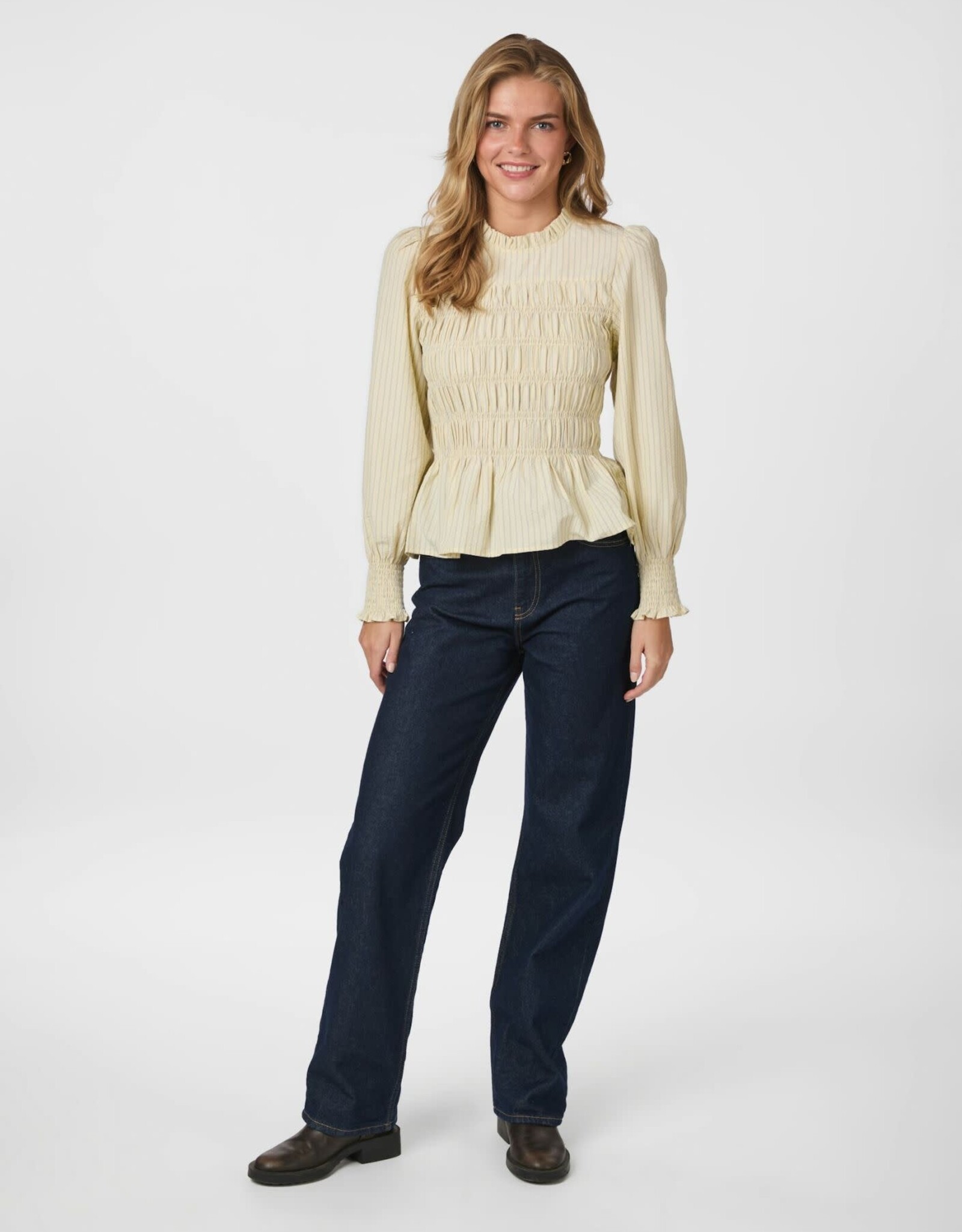 Blouse Stripe Crepe 'Possa' - Light Yellow - Neo Noir