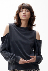 Catwalk Junkie T-Shirt Lange Mouw 'Open Shoulder' - Faded Dark Grey - Catwalk Junkie