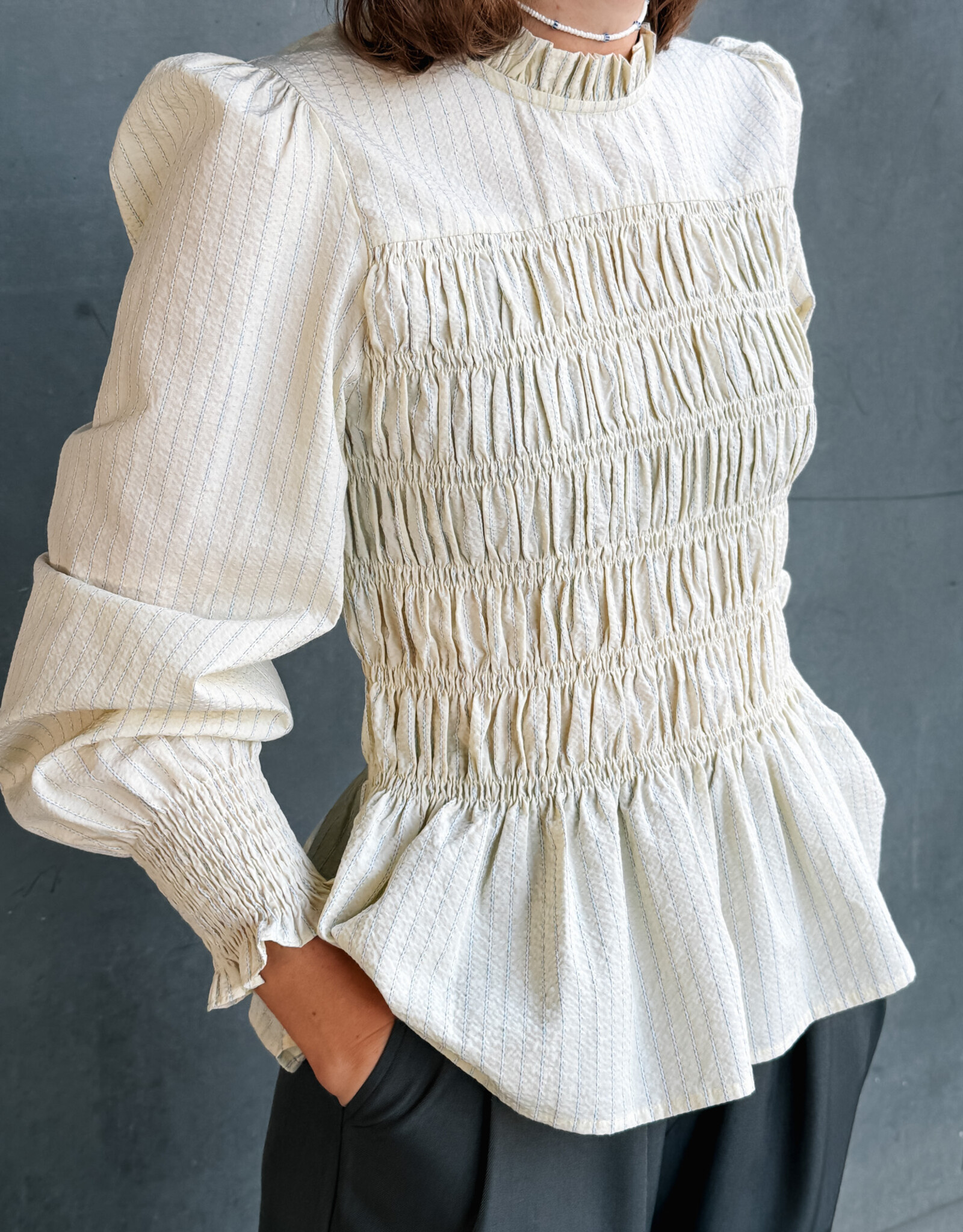 Blouse Stripe Crepe 'Possa' - Light Yellow - Neo Noir
