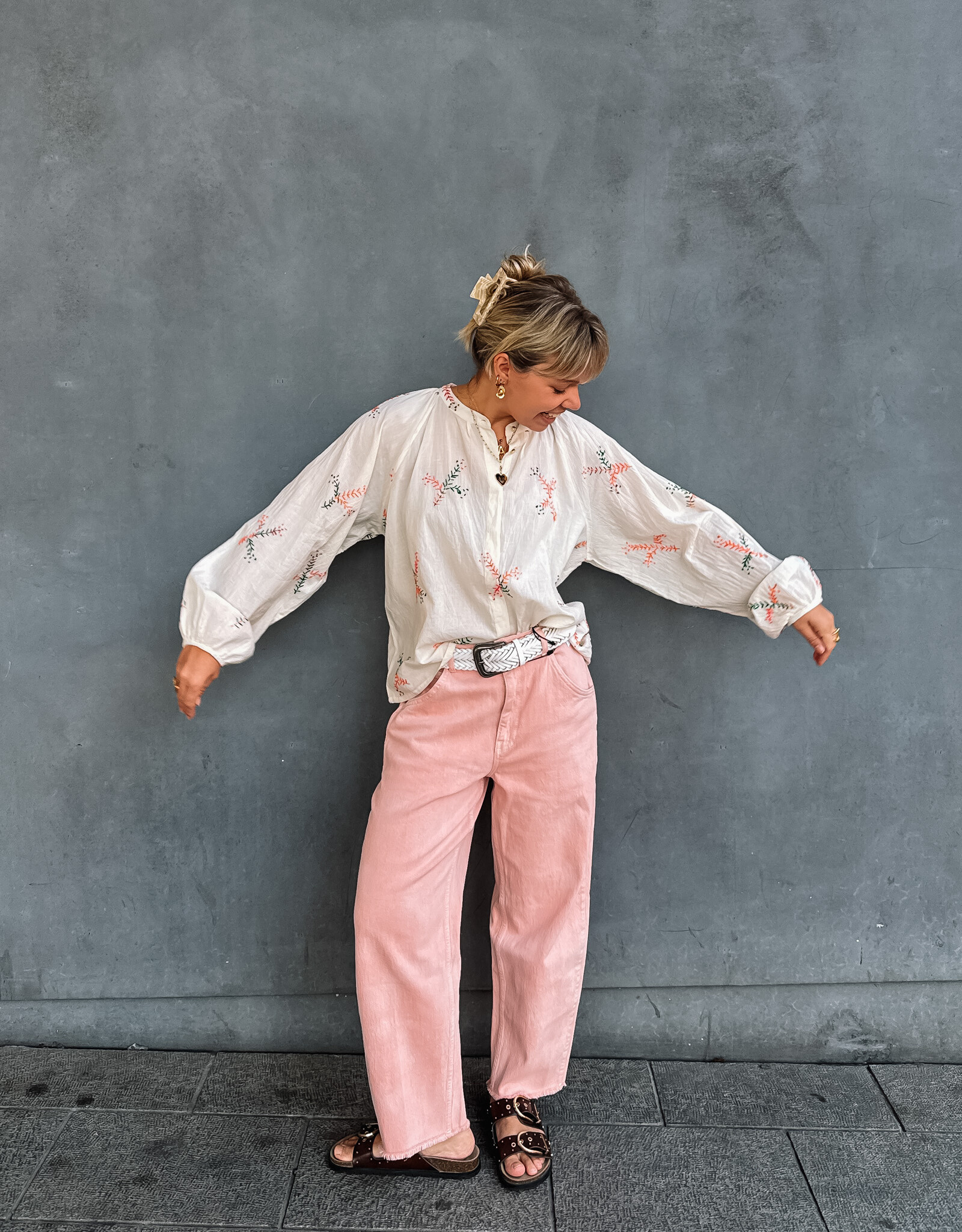 Seventy +Mochi Jeans High Rise Barrel 'Bo' - Cloud Peony Pink - Seventy + Mochi