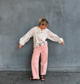Seventy +Mochi Jeans High Rise Barrel 'Bo' - Cloud Peony Pink - Seventy + Mochi