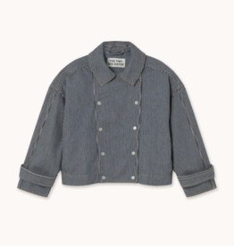 The Tiny Big Sister Jacket Denim 'Striped' - Navy - The Tiny Big Sister