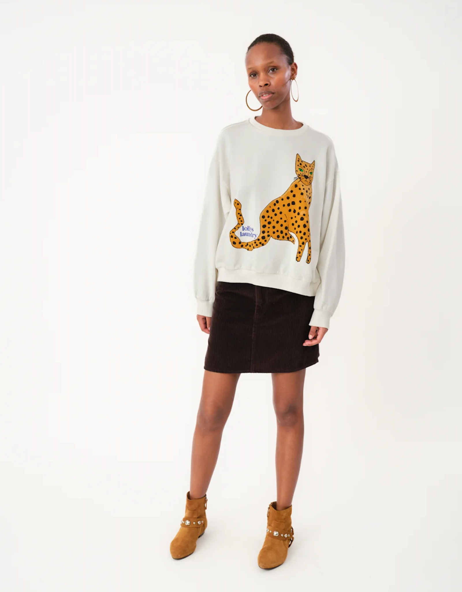 Lollys Laundry Sweater 'Sydney Leopard' - White - Lollys Laundry