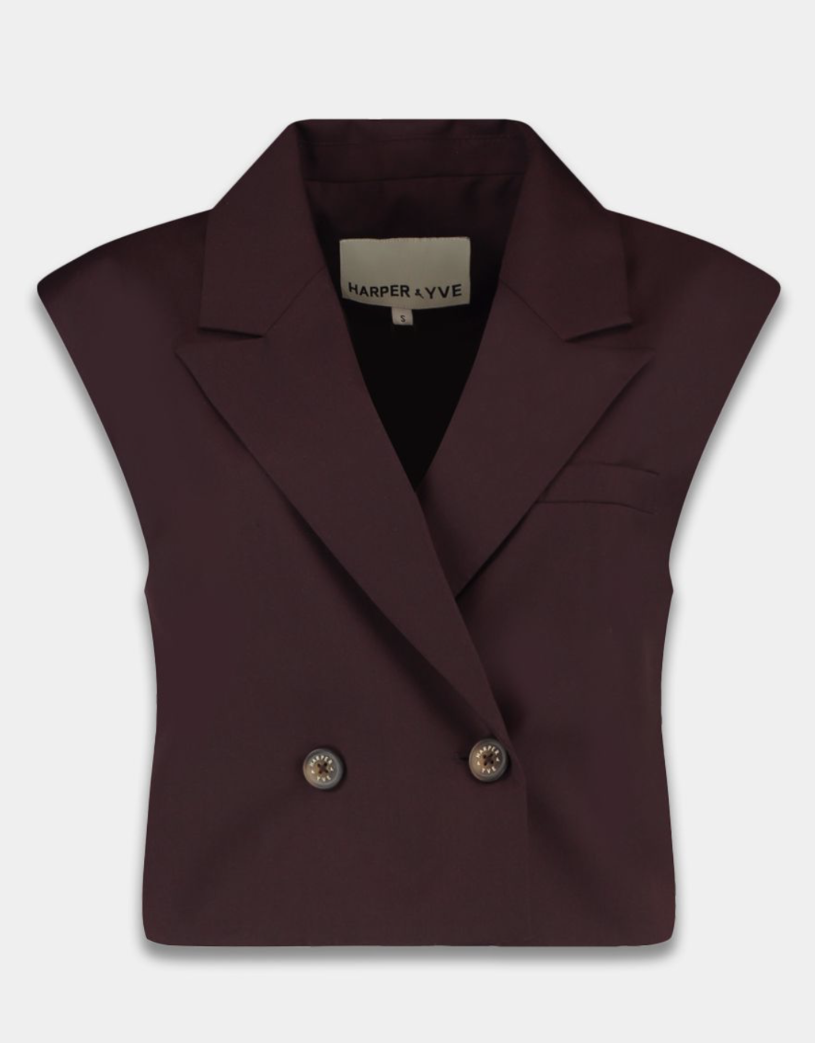 Harper&Yve Blazer Zonder Mouw 'Esmee' - Dark Fudge - Harper&Yve