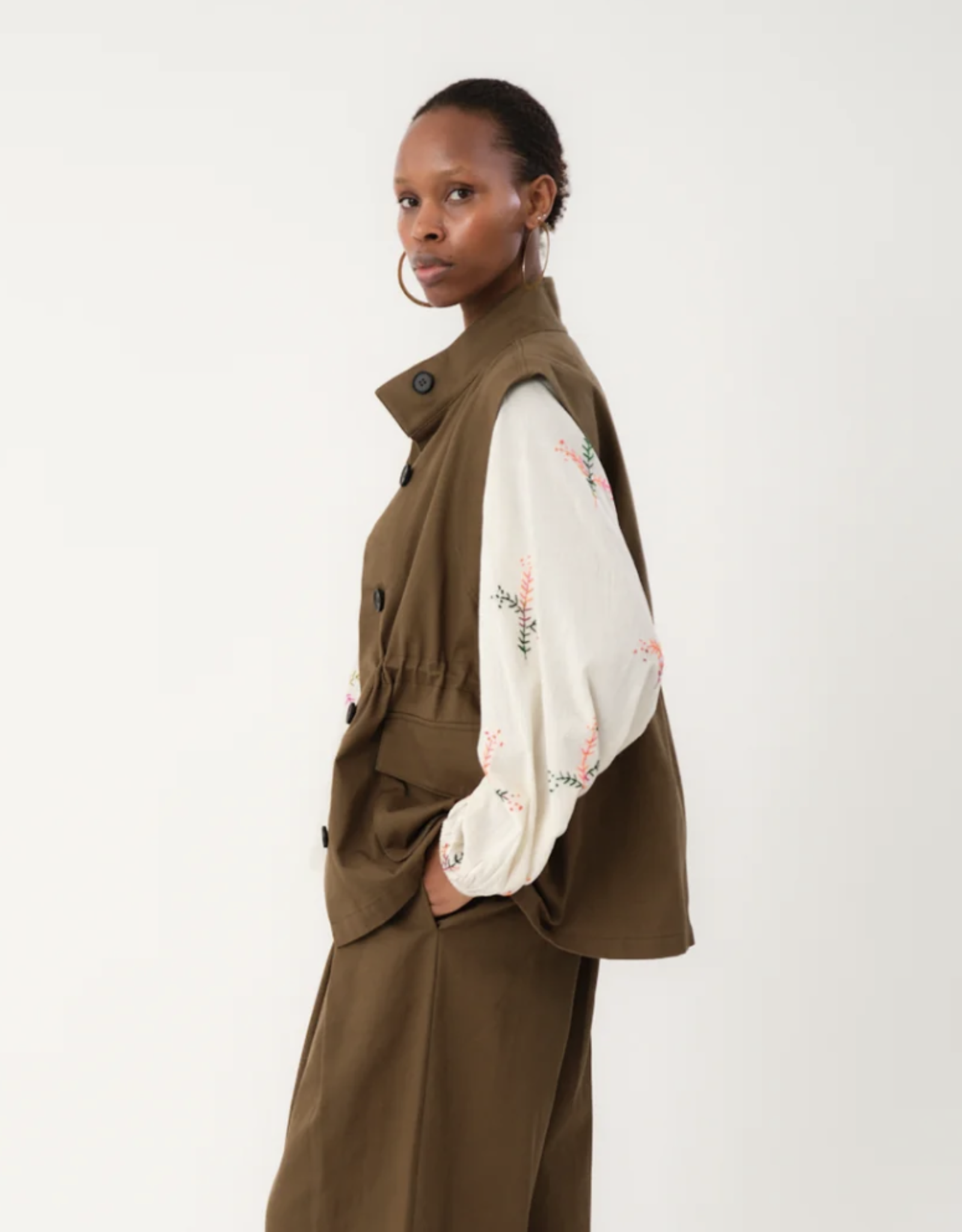 Lollys Laundry Waistcoat 'Ami' - Dusty Green - Lollys Laundry