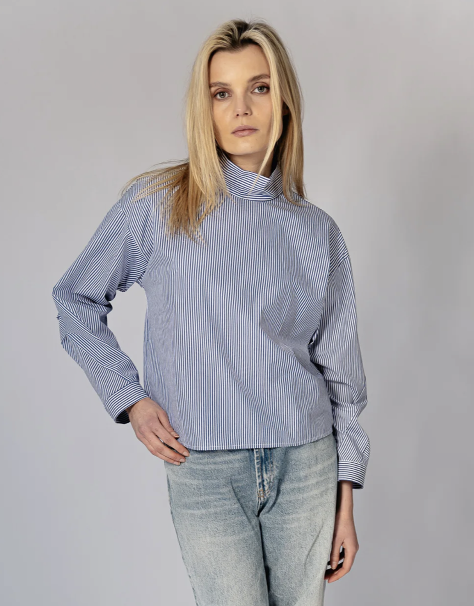 Bô-Dôme Blouse 'Charlie' - Blue Stripe - Bô-Dôme