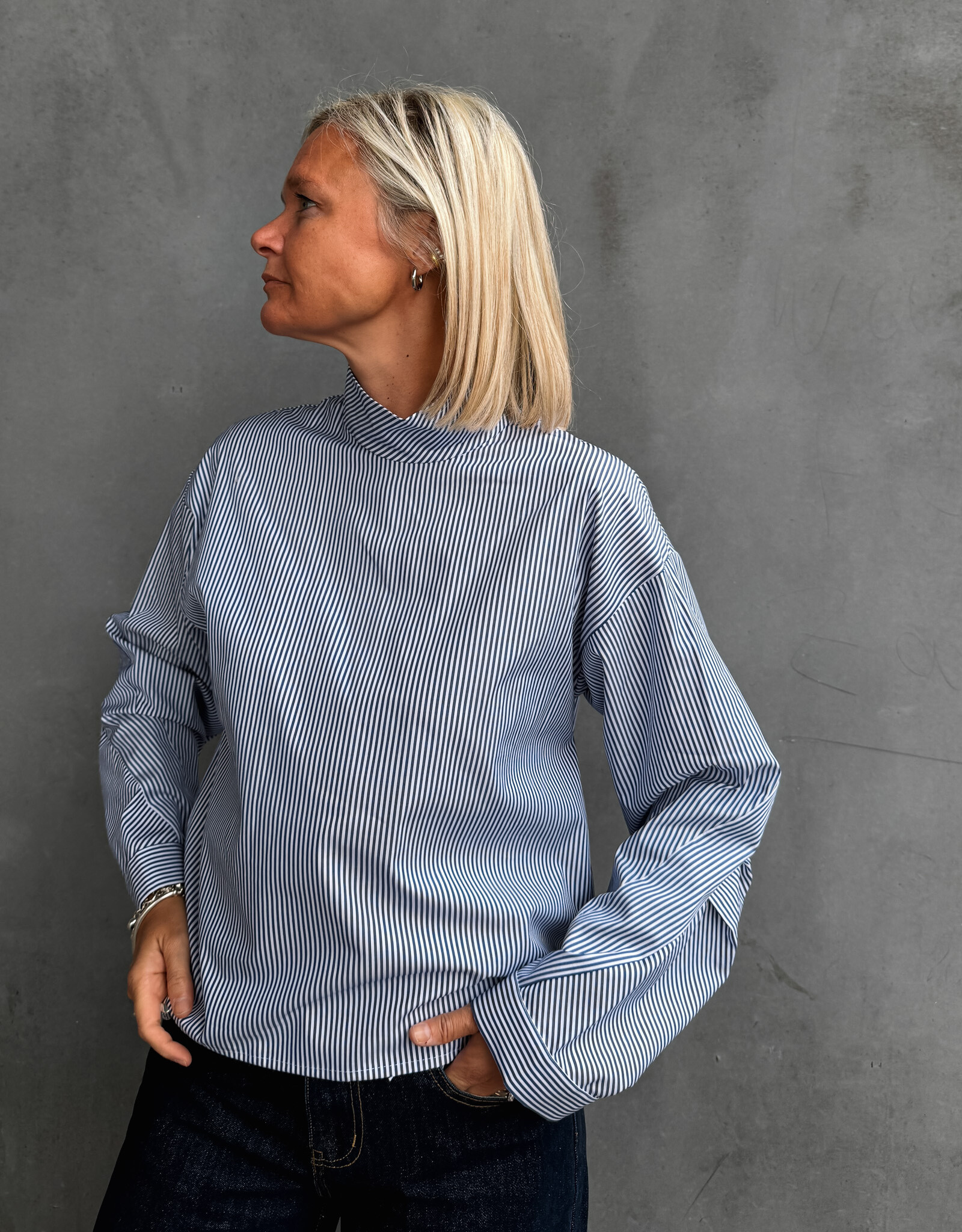 Bô-Dôme Blouse 'Charlie' - Blue Stripe - Bô-Dôme