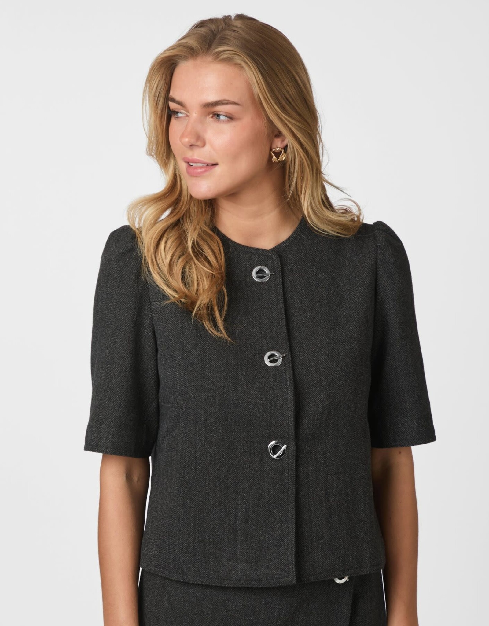 Blazer-Blouse 'Xanthe' - Dark Grey - Neo Noir