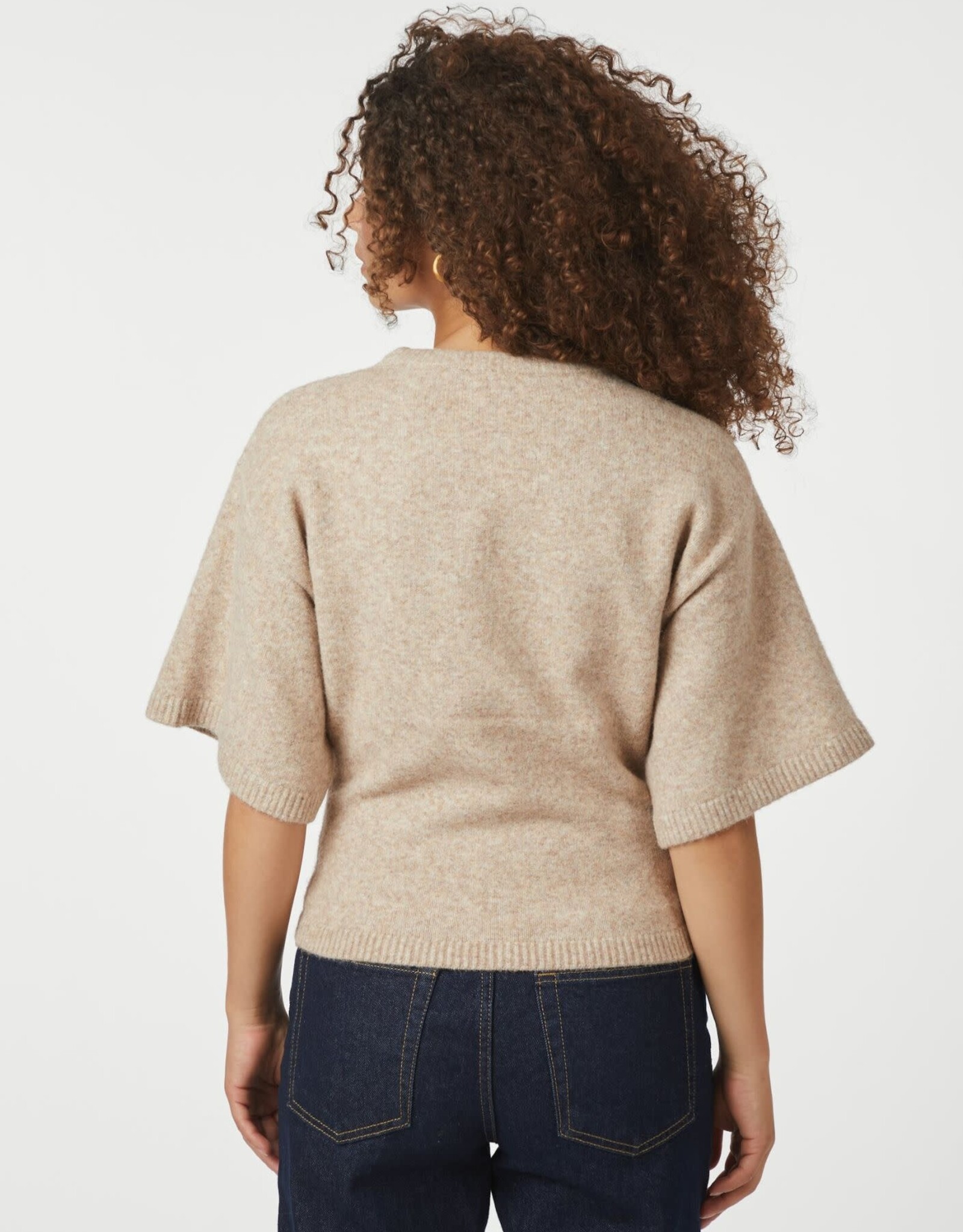 Pull Korte Mouw 'Asha' - Sand Melange - Neo Noir