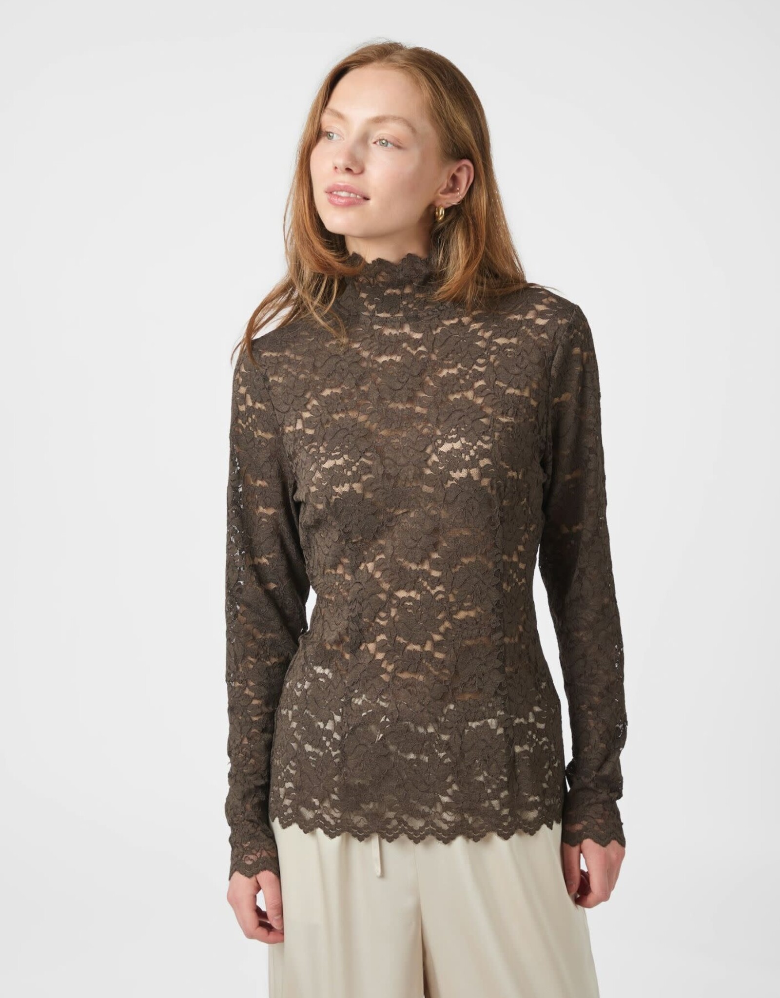 Blouse Laceflower 'Liza' - Chocolate Brown - Neo Noir