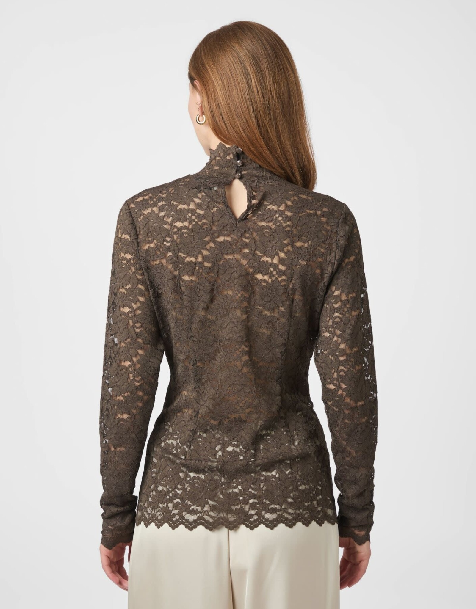 Blouse Laceflower 'Liza' - Chocolate Brown - Neo Noir