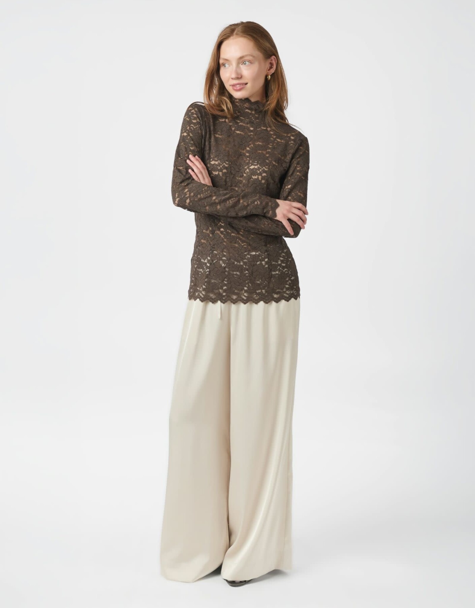 Blouse Laceflower 'Liza' - Chocolate Brown - Neo Noir
