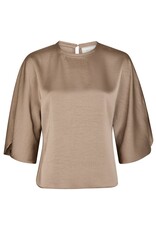 Blouse Heavy Sateen 'Liora' - Dark Taupe - Neo Noir