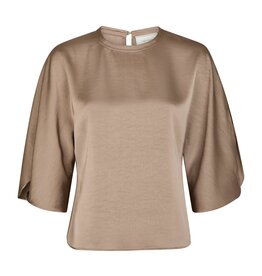 Blouse Heavy Sateen 'Liora' - Dark Taupe - Neo Noir