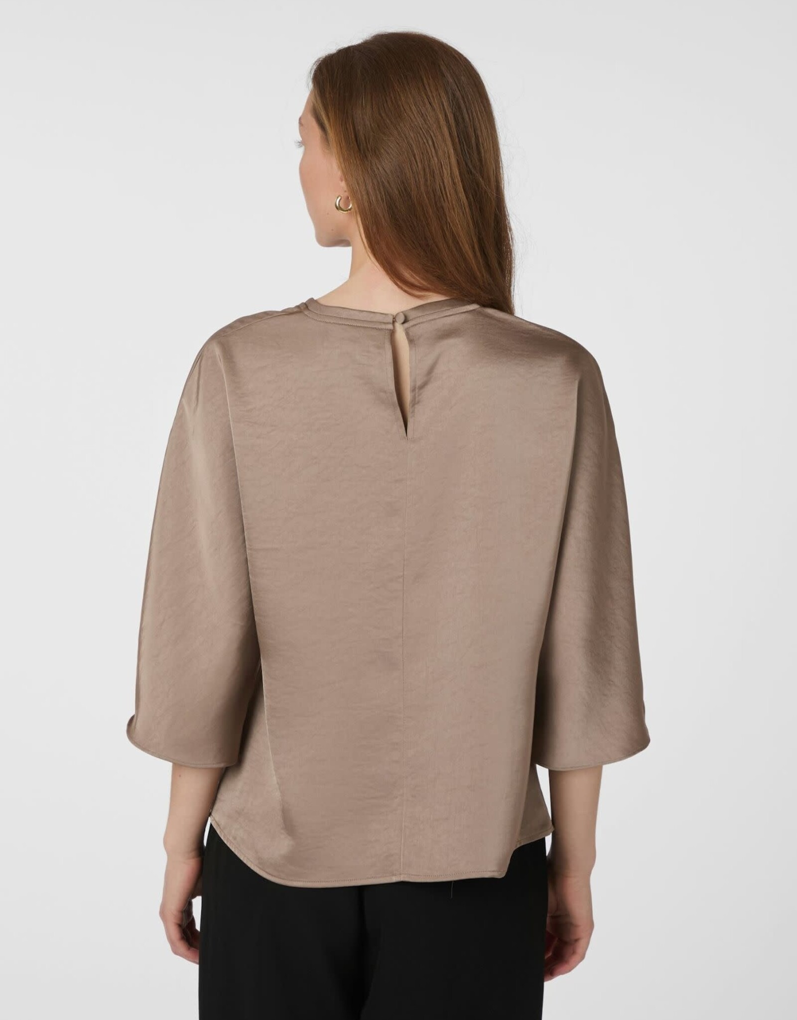 Blouse Heavy Sateen 'Liora' - Dark Taupe - Neo Noir