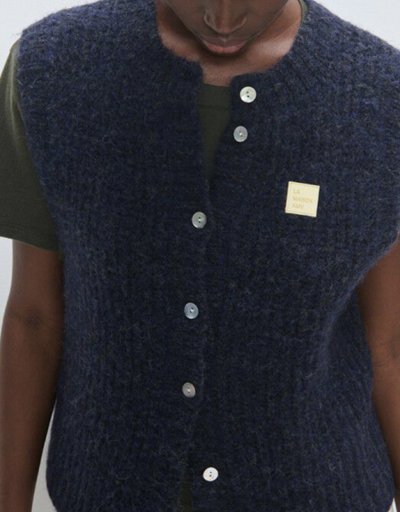 American Vintage Cardigan 'East' - Navy Mouline - East19MM - American Vintage