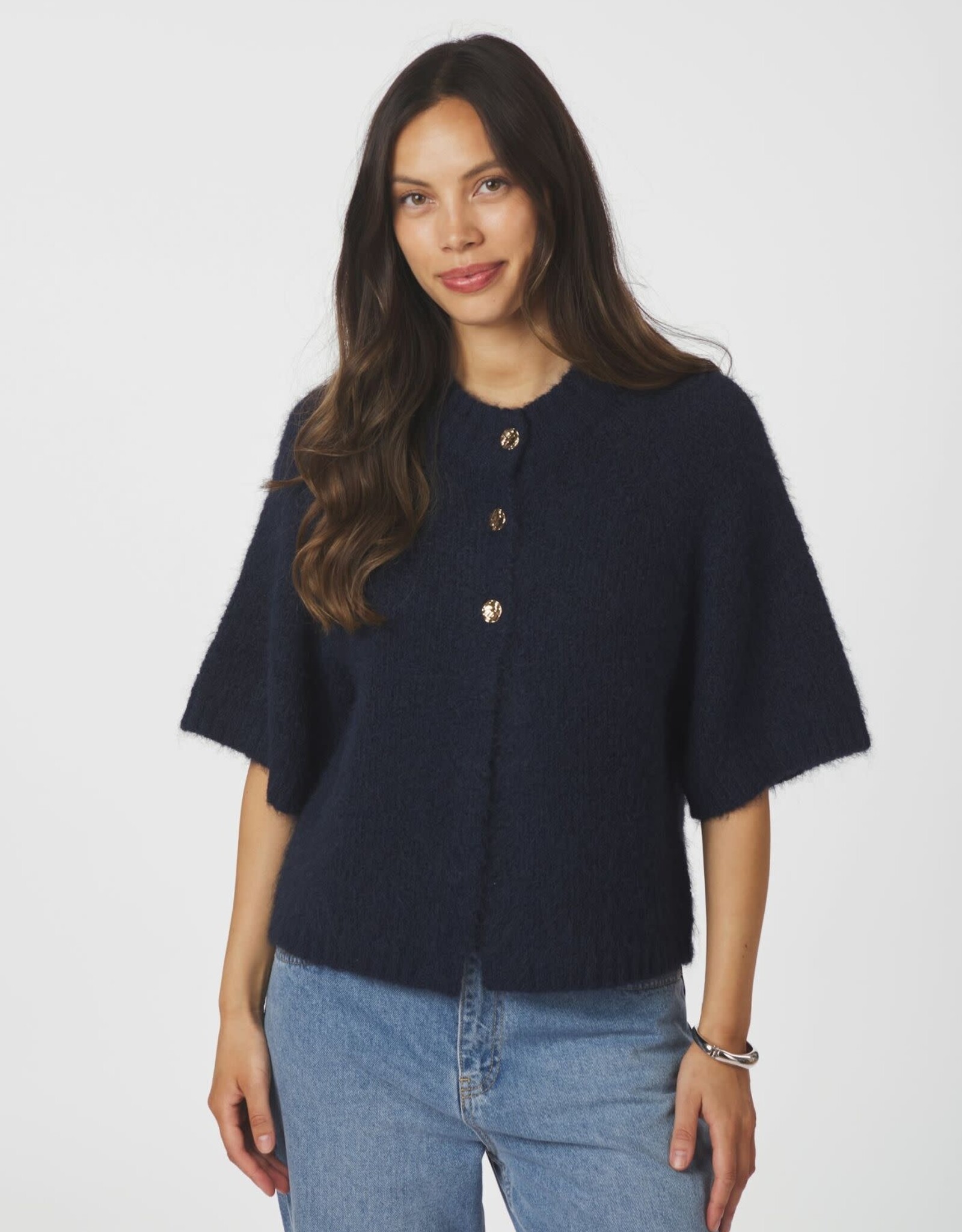 Cardigan Korte Mouw 'Benuta' - Navy - Neo Noir