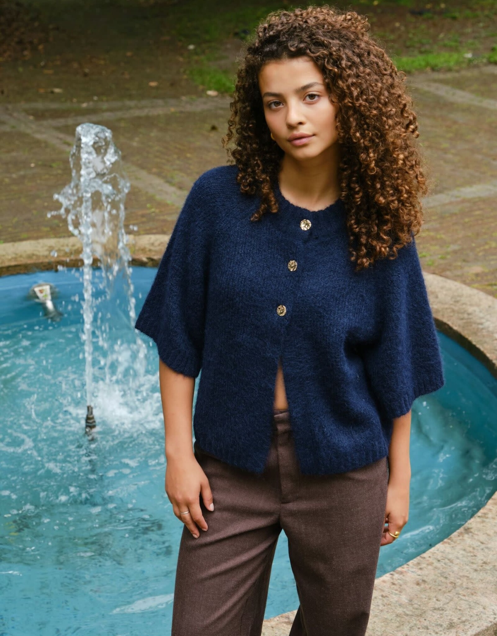 Cardigan Korte Mouw 'Benuta' - Navy - Neo Noir