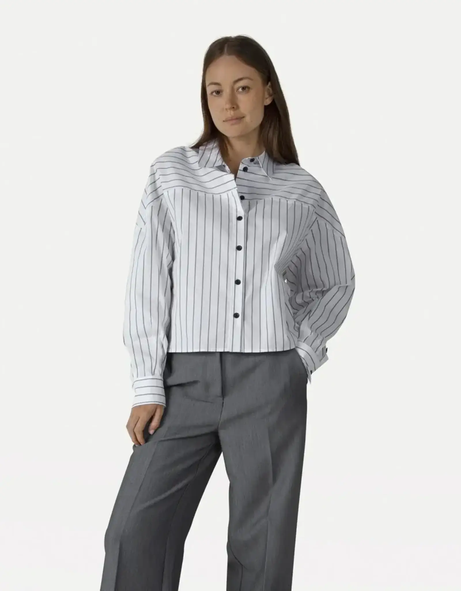 Another Label Blouse 'Feyza' - Black With Stripe - Another-Label