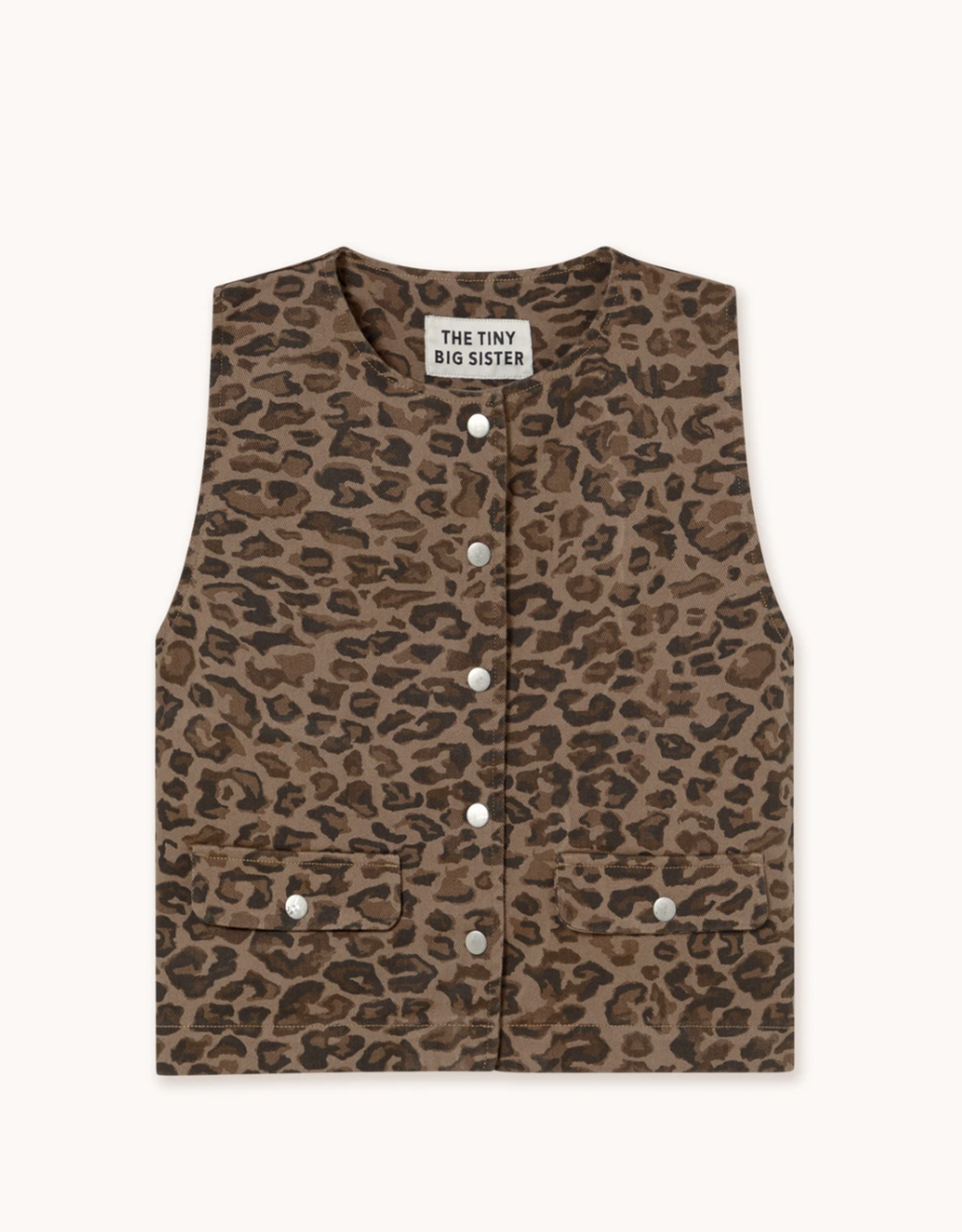 The Tiny Big Sister Waistcoat 'Animal Print' - Mocha  - The Tiny Big Sister