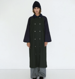 The Tiny Big Sister Trench Coat 'Color Blocked' - Bottle Green - The Tiny Big Sister