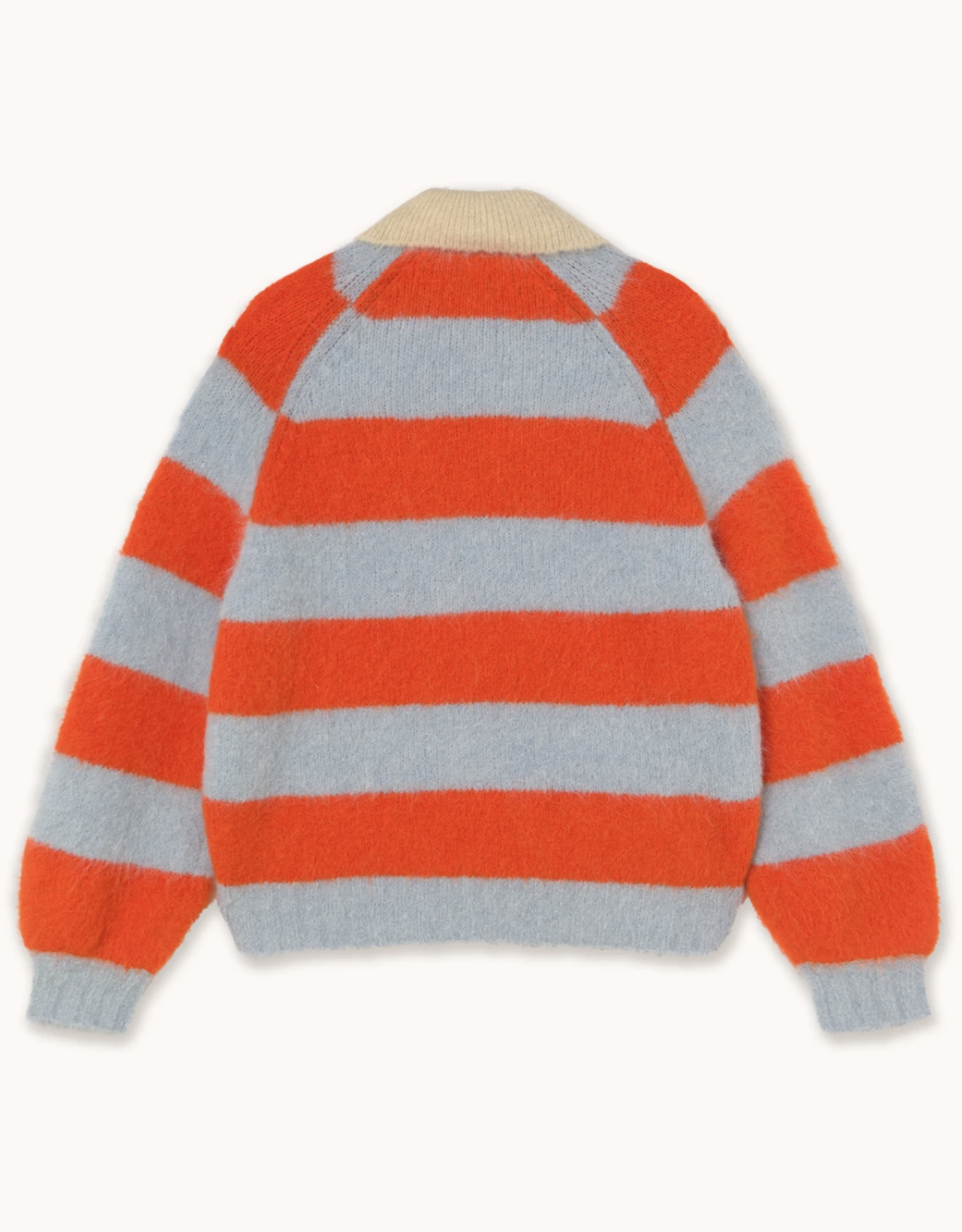 The Tiny Big Sister Knitted Polo 'Frank' -  Washed Blue / Summer Red - The Tiny Big Sister